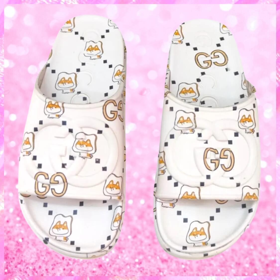 Web G Monogram Platform Slide Sandals In White