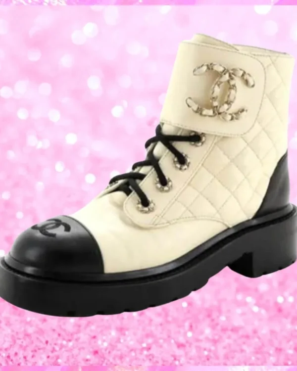Platform Charm Logo Combat Boots