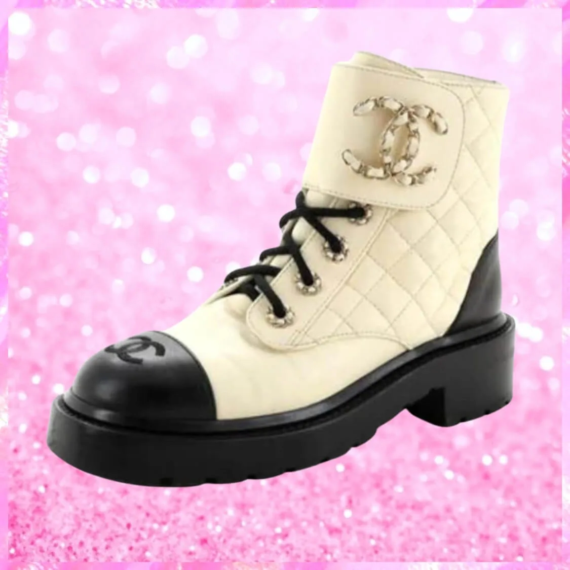 Platform Charm Logo Combat Boots