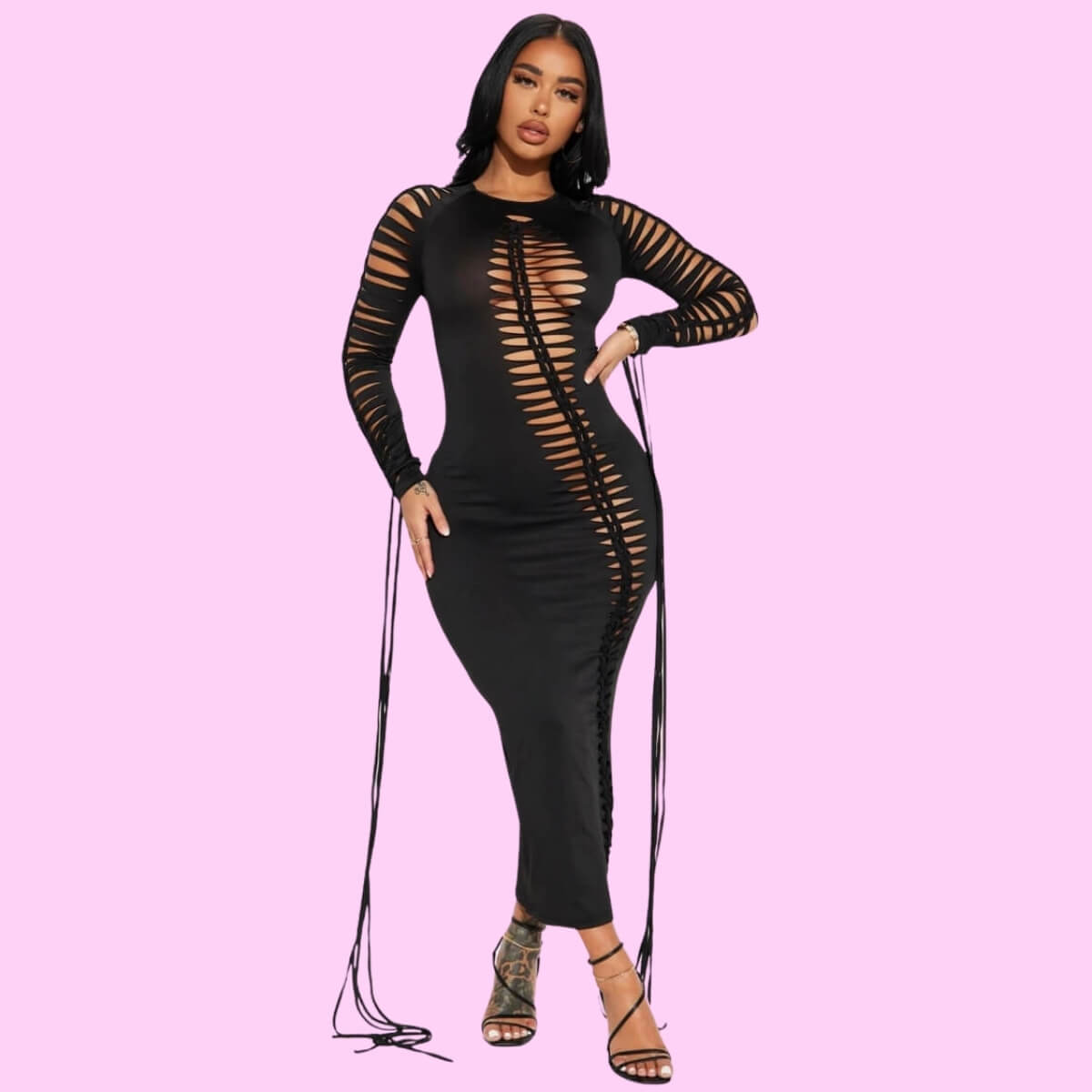 Braided Detail Maxi Dress In Black
