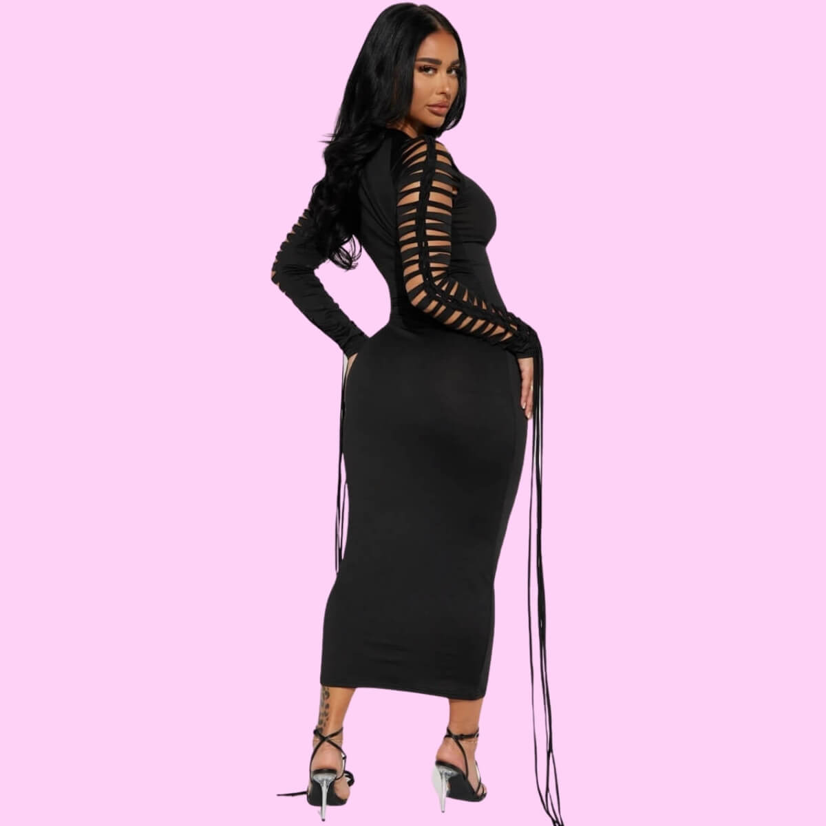 Braided Detail Maxi Dress In Black