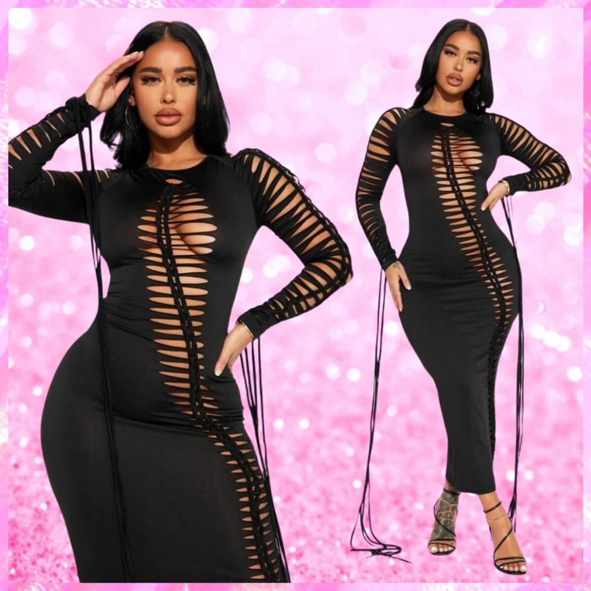 Braided Detail Maxi Dress In Black