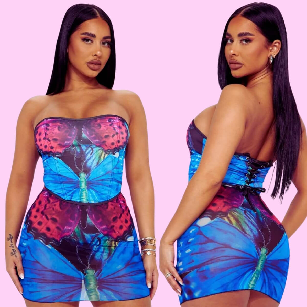 Butterfly Mesh Skirt Set