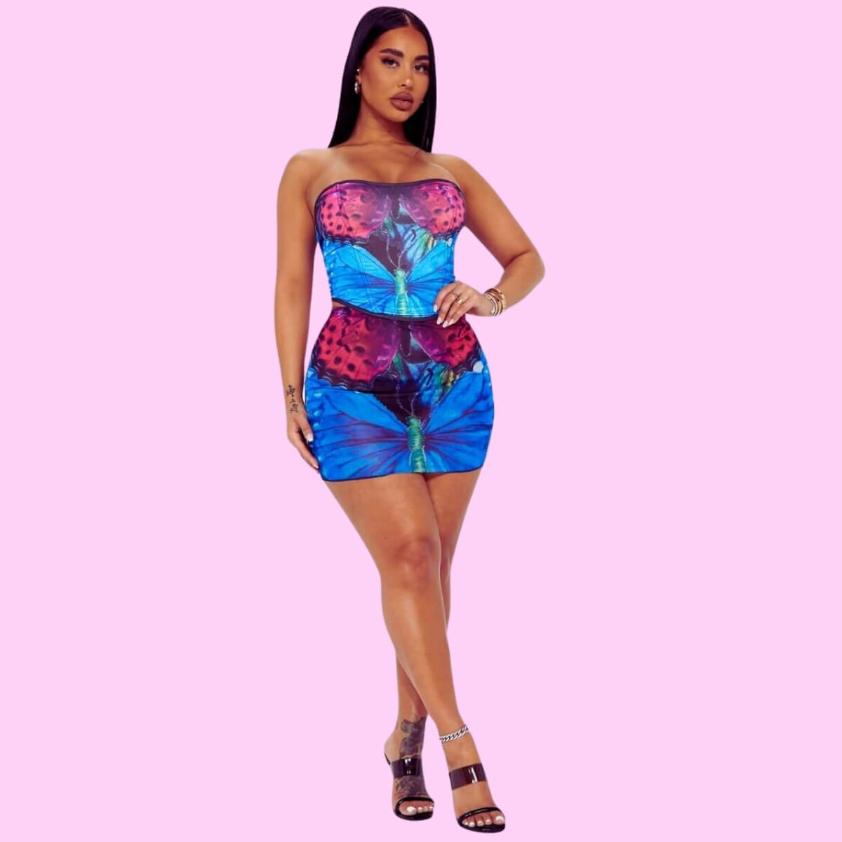 Butterfly Mesh Skirt Set