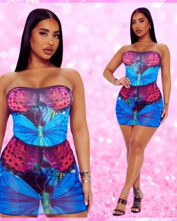 Butterfly Mesh Skirt Set