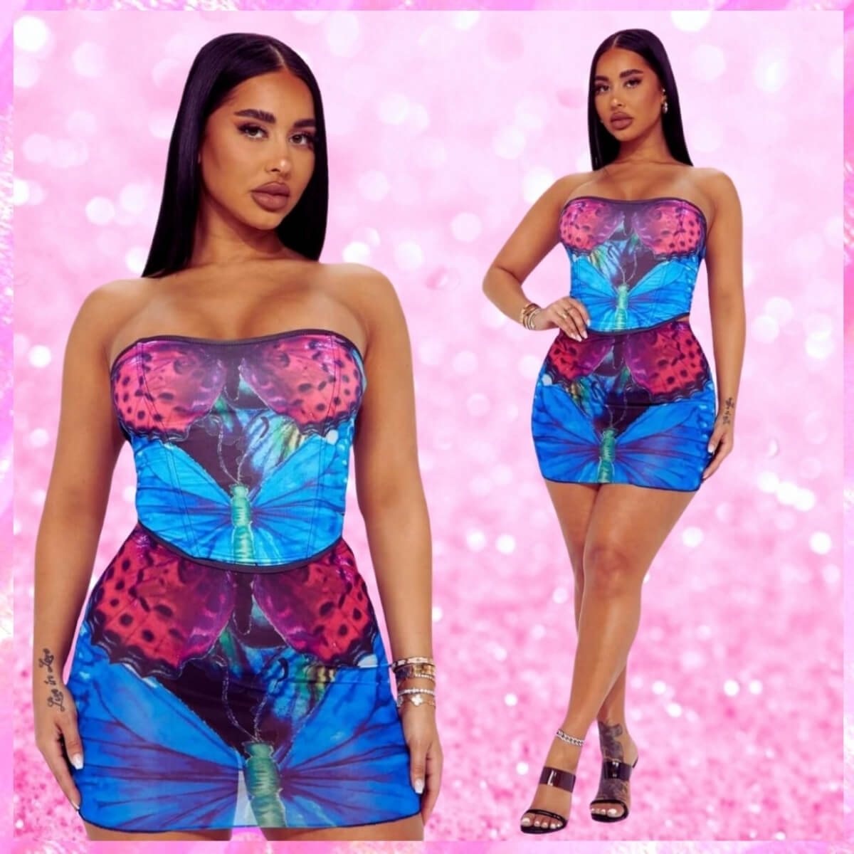 Butterfly Mesh Skirt Set