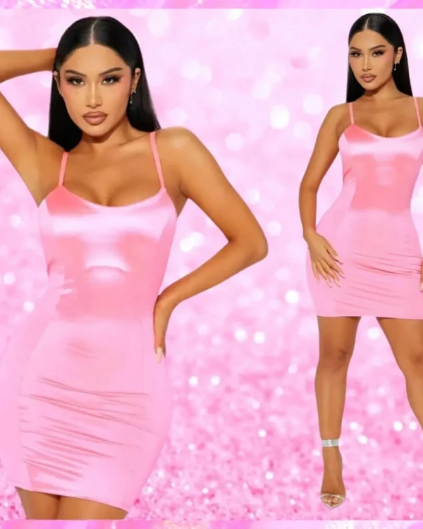 Satin Mini Dress In Pink