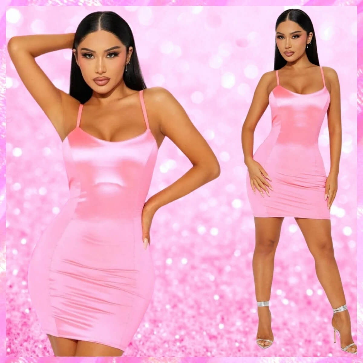 Satin Mini Dress In Pink