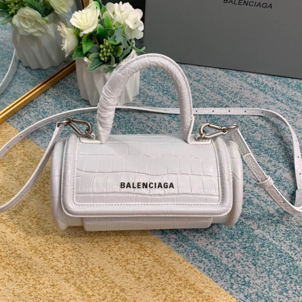 Balenciaga Designer Embossed Barrel Bag, Balenciaga Handbag, Designer Handbag, Cheap Designer Handbag, Designer Handbag