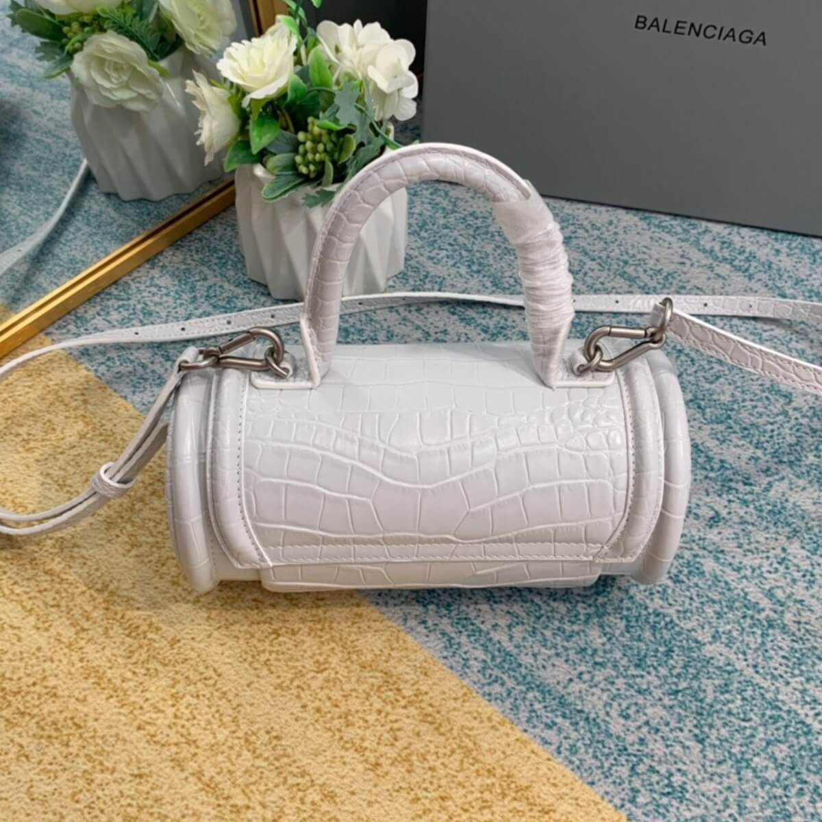 Balenciaga Designer Embossed Barrel Bag, Balenciaga Handbag, Designer Handbag, Cheap Designer Handbag, Designer Handbag