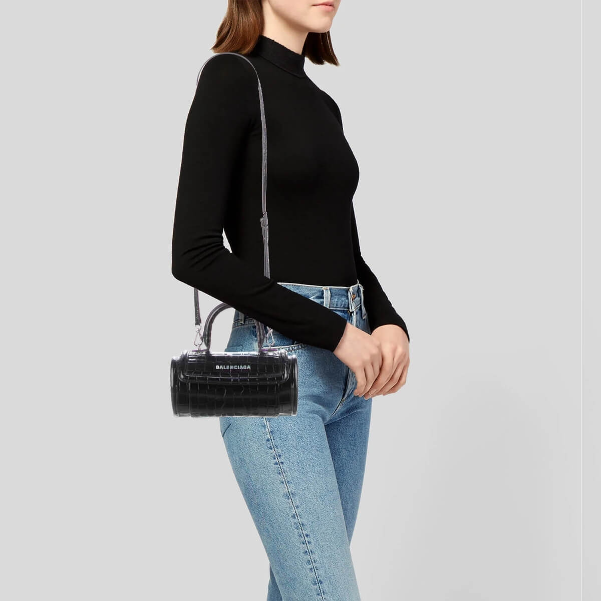 Balenciaga Designer Embossed Barrel Bag, Balenciaga Handbag, Designer Handbag, Cheap Designer Handbag, Designer Handbag