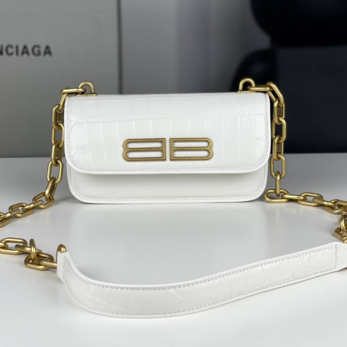Balenciaga Designer Embossed Gossip Chain Handbag, Balenciaga Handbag, Designer Handbag, Cheap Designer Handbag, Designer Handbag