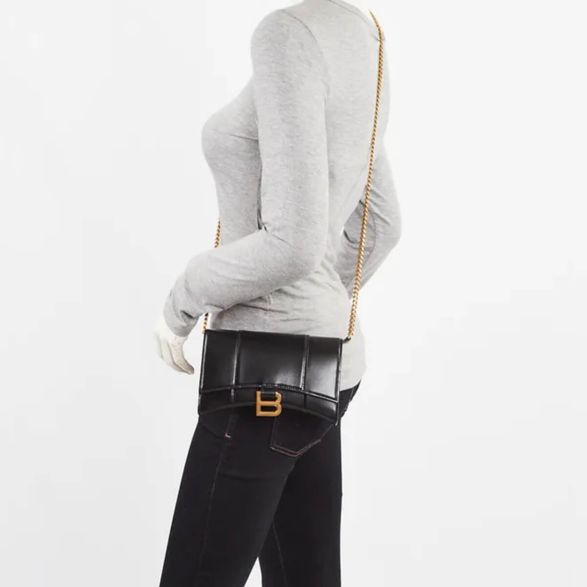 Balenciaga Designer Smooth Hourglass Chain Handbag, Balenciaga Handbag, Designer Handbag, Cheap Designer Handbag, Designer Handbag