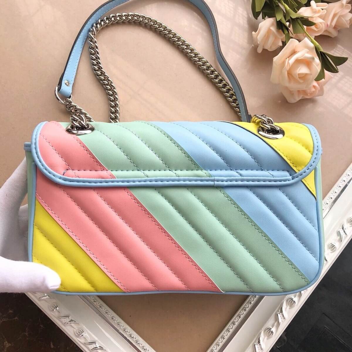Burberry Designer GG Multicolor Matelassé Shoulder Bag, Burberry Handbag, Designer Handbag, Cheap Designer Handbag, Designer Handbag