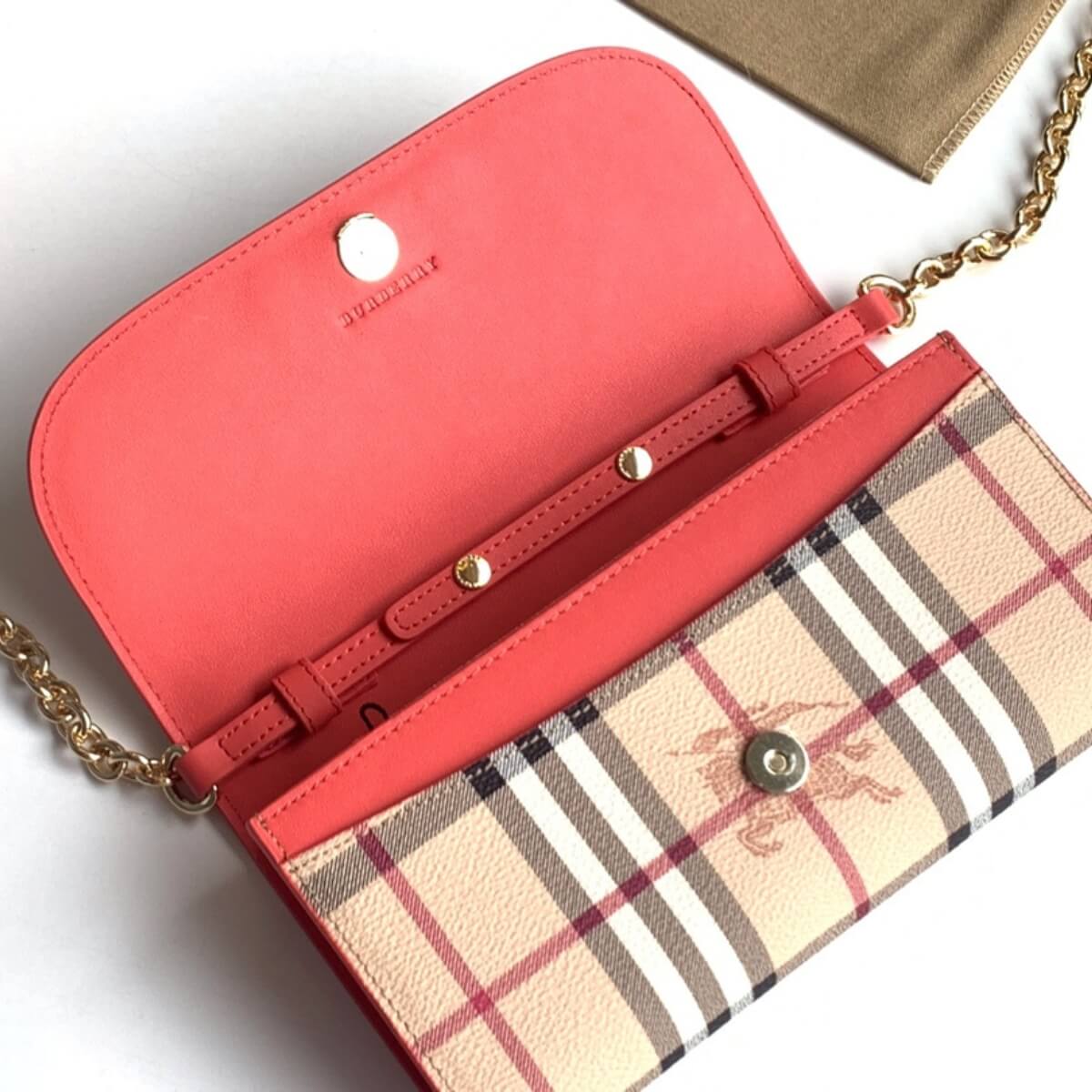 Burberry Designer Haymarket Check Henley Wallet On Chain, Burberry Handbag, Designer Handbag, Cheap Designer Handbag, Designer Handbag