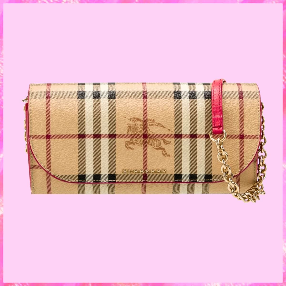 Burberry Designer Haymarket Check Henley Wallet On Chain, Burberry Handbag, Designer Handbag, Cheap Designer Handbag, Designer Handbag