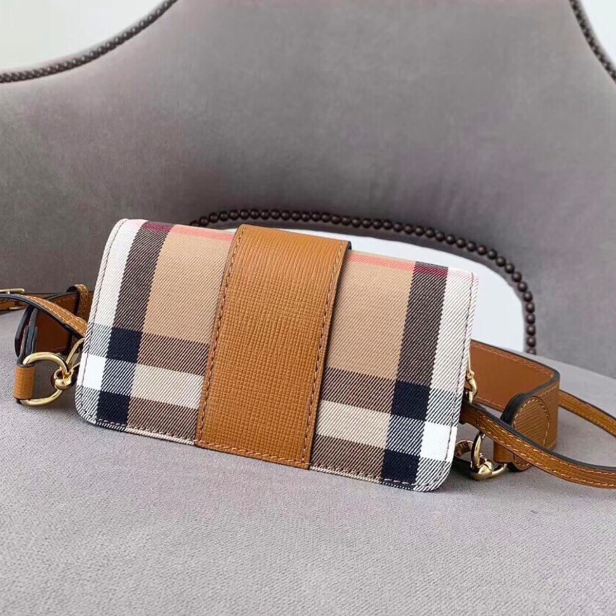 Burberry Designer House Check Bridle Madison Buckle Bag, Burberry Handbag, Designer Handbag, Cheap Designer Handbag, Designer Handbag