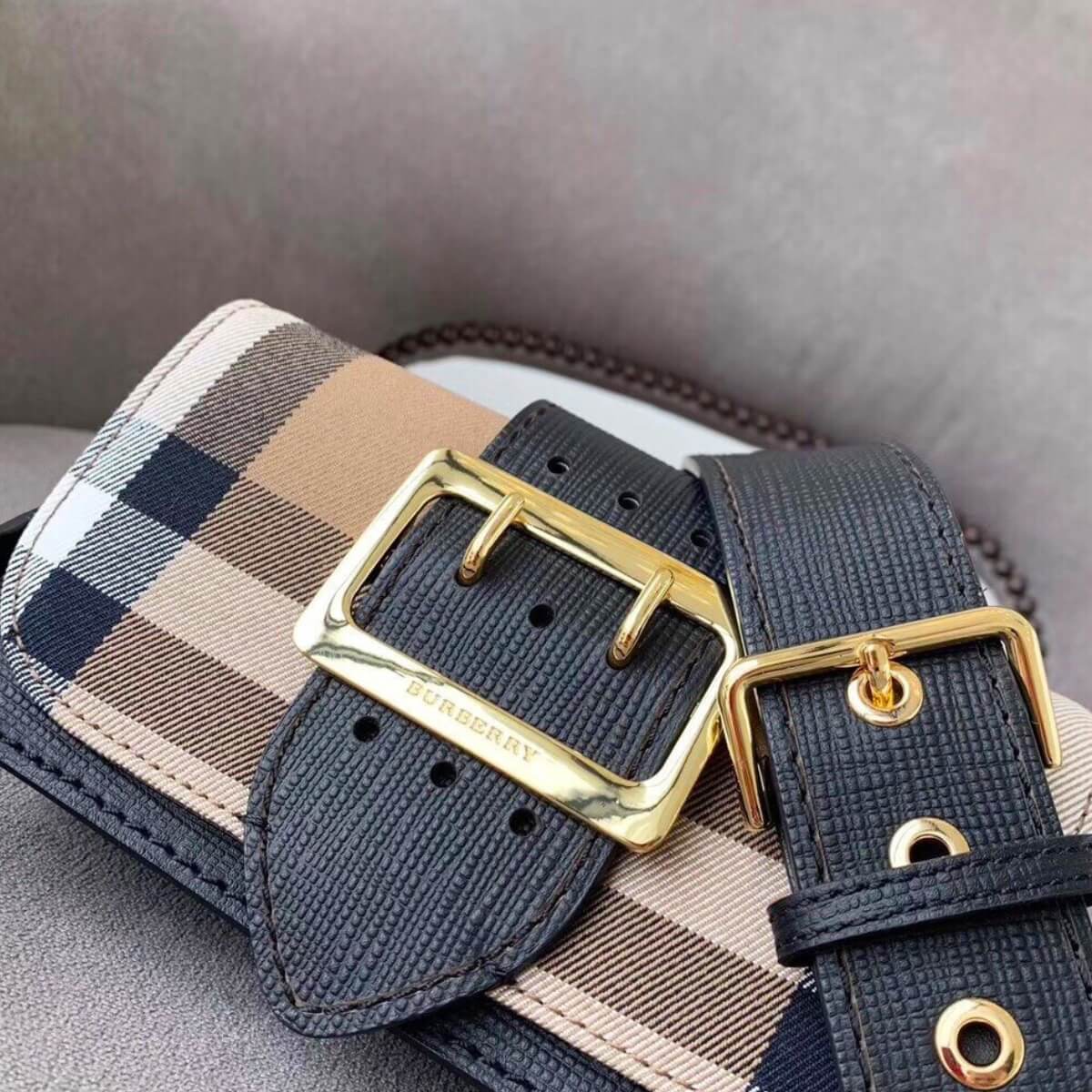 Burberry Designer House Check Bridle Madison Buckle Bag, Burberry Handbag, Designer Handbag, Cheap Designer Handbag, Designer Handbag