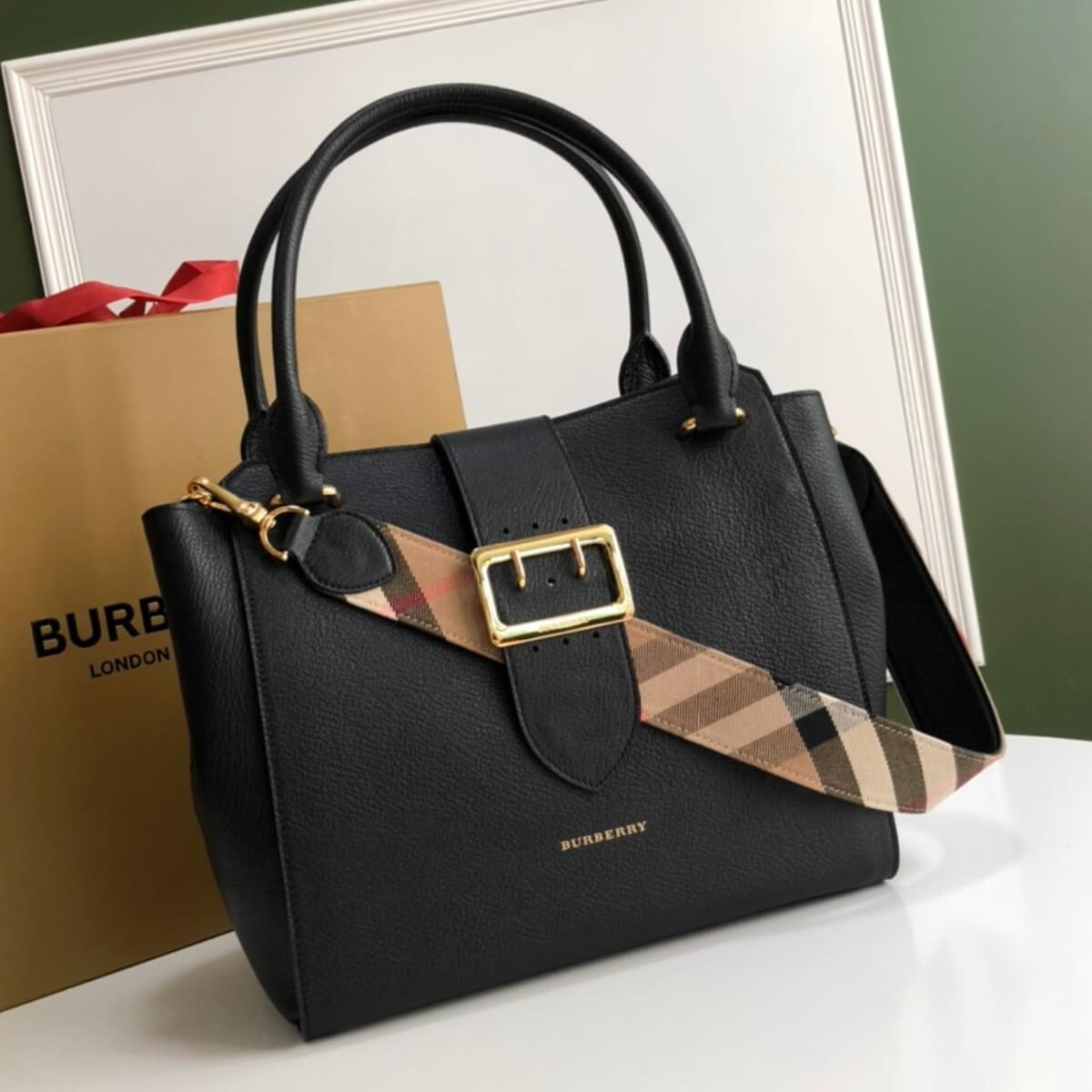 Burberry Designer House Check Strap Buckle Shoulder Bag, Burberry Handbag, Designer Handbag, Cheap Designer Handbag, Designer Handbag