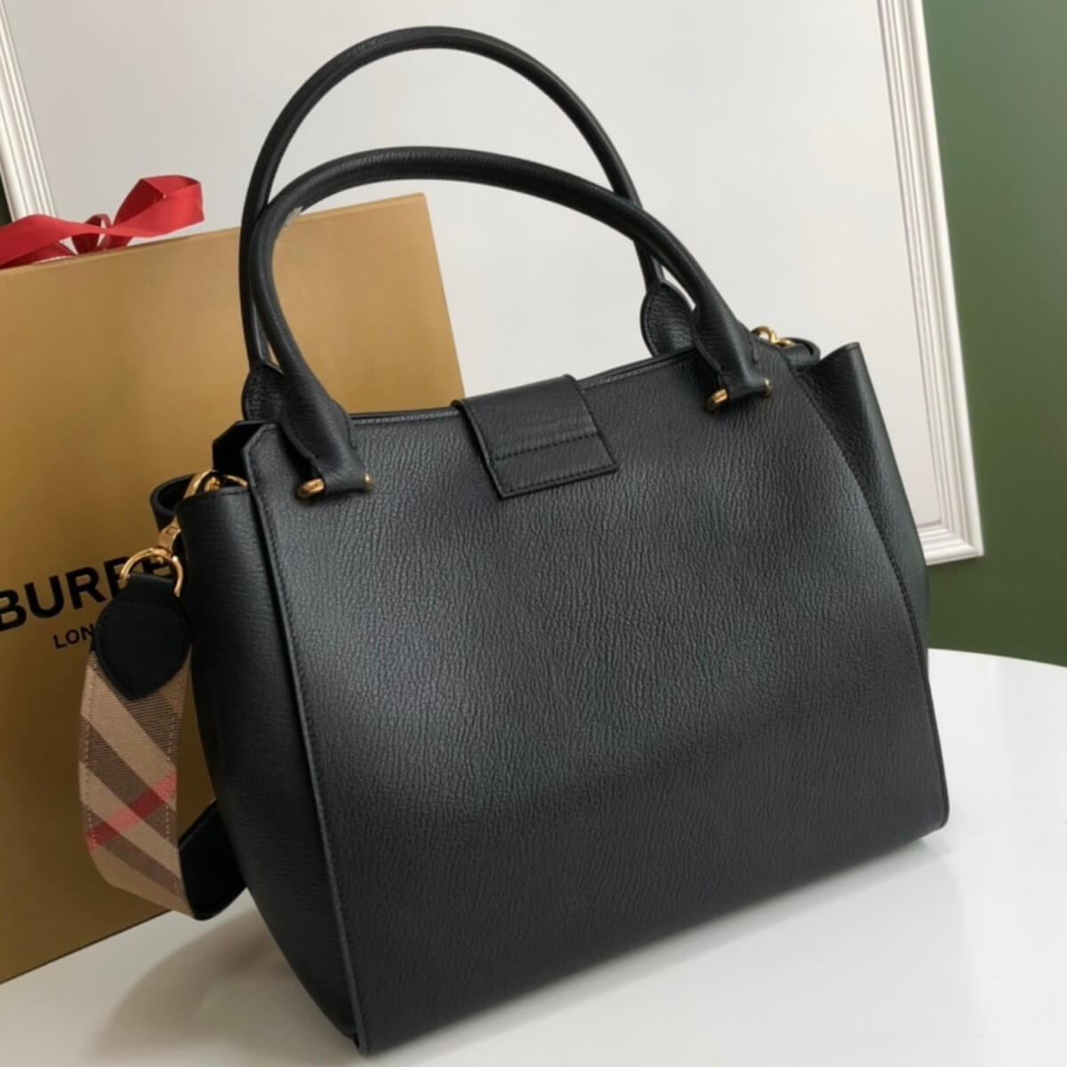 Burberry Designer House Check Strap Buckle Shoulder Bag, Burberry Handbag, Designer Handbag, Cheap Designer Handbag, Designer Handbag