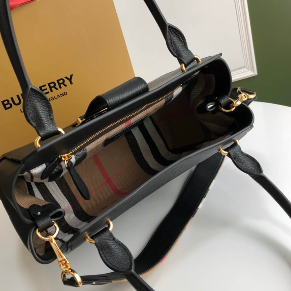 Burberry Designer House Check Strap Buckle Shoulder Bag, Burberry Handbag, Designer Handbag, Cheap Designer Handbag, Designer Handbag