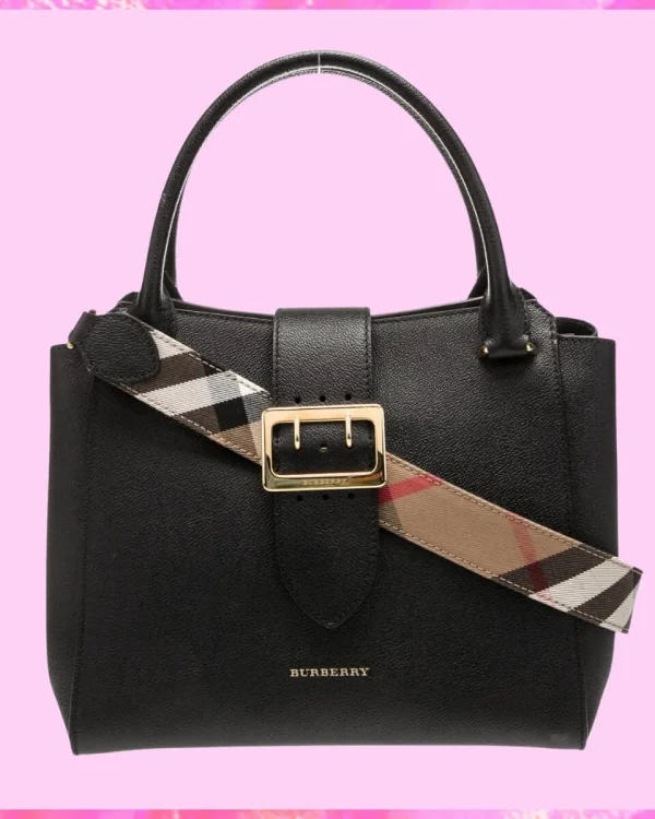 Burberry Designer House Check Strap Buckle Shoulder Bag, Burberry Handbag, Designer Handbag, Cheap Designer Handbag, Designer Handbag