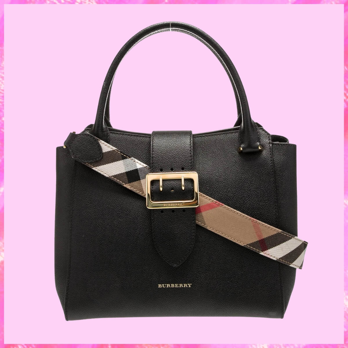Burberry Designer House Check Strap Buckle Shoulder Bag, Burberry Handbag, Designer Handbag, Cheap Designer Handbag, Designer Handbag