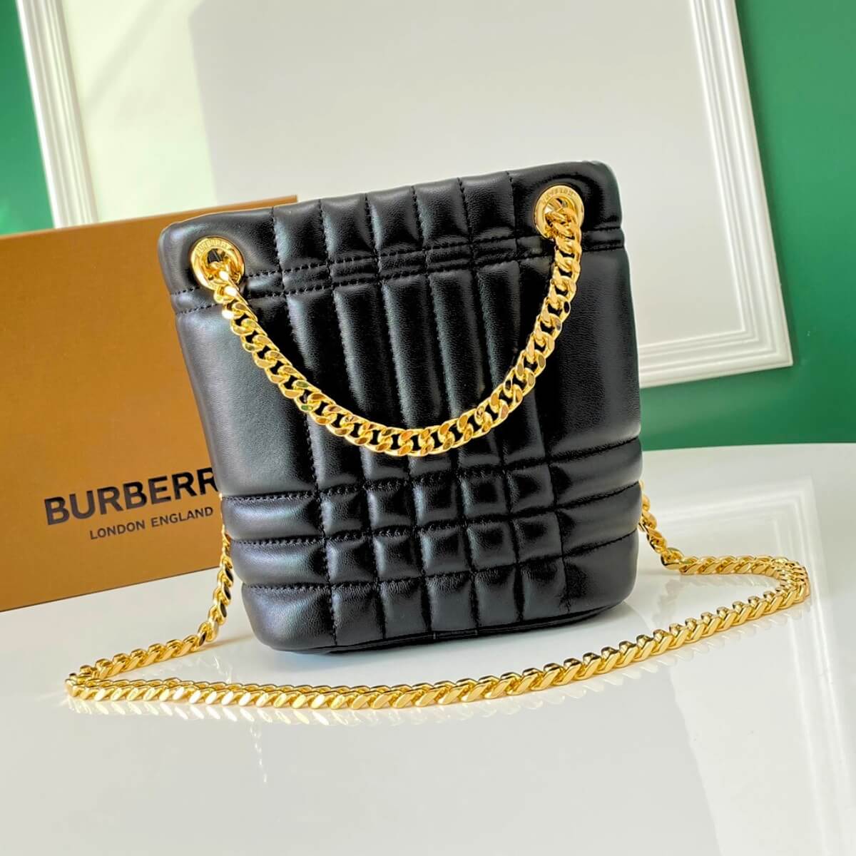 Burberry Designer Lola Quilted Leather Bucket Bag, Burberry Handbag, Designer Handbag, Cheap Designer Handbag, Designer Handbag