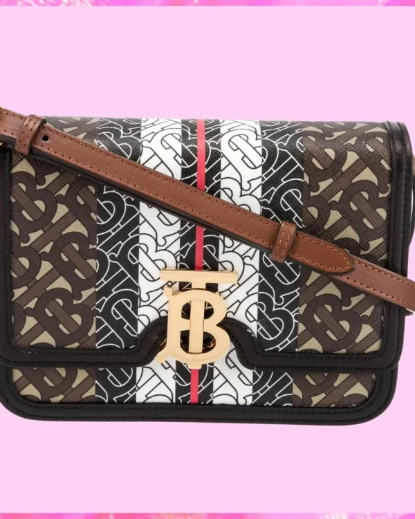 Burberry Designer TB Monogram Leather-Trimmed Crossbody Bag, Burberry Handbag, Designer Handbag, Cheap Designer Handbag, Designer Handbag