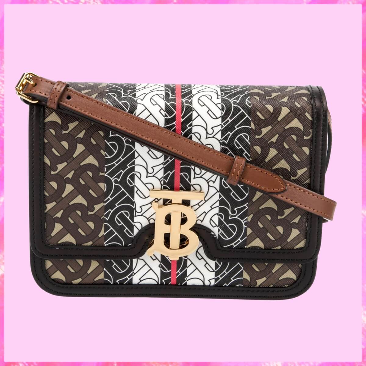 Burberry Designer TB Monogram Leather-Trimmed Crossbody Bag, Burberry Handbag, Designer Handbag, Cheap Designer Handbag, Designer Handbag