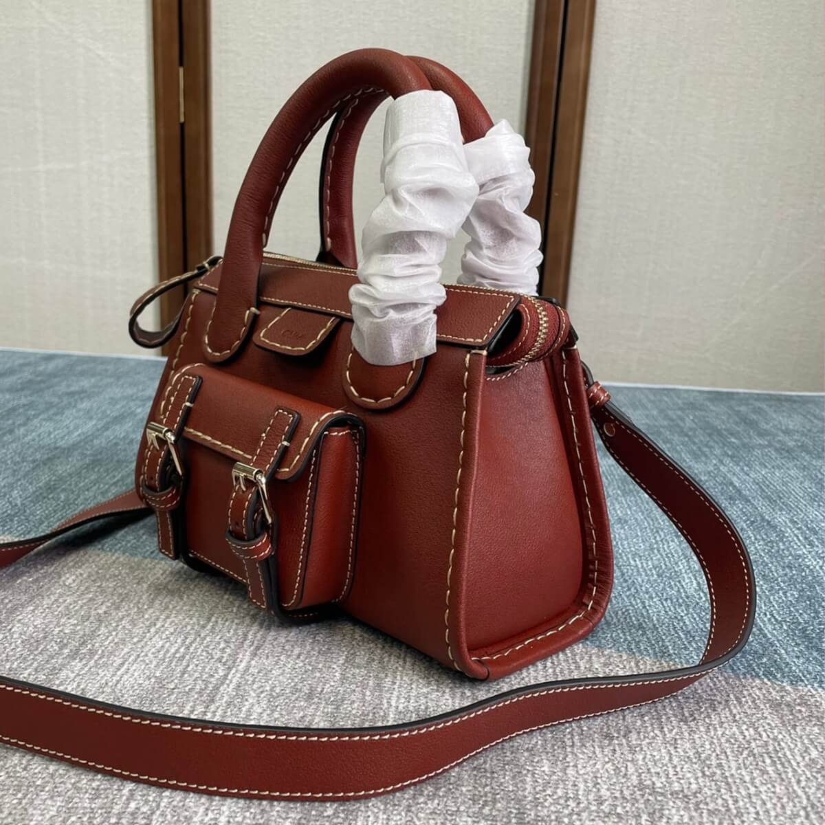 Chloe' Designer Buffalo Edith Sepia Handbag, Chloe' Handbag, Designer Handbag, Cheap Designer Handbag, Designer Handbag