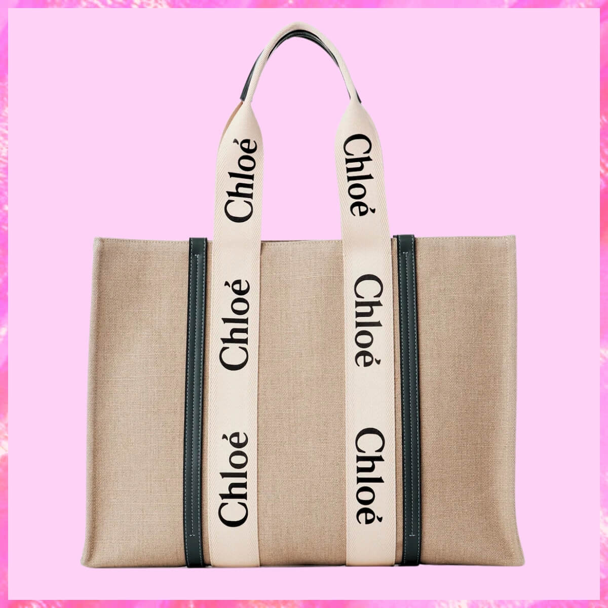Chloe' Designer Large Woody Linen Tote Bag, Chloe' Handbag, Designer Handbag, Cheap Designer Handbag, Designer Handbag