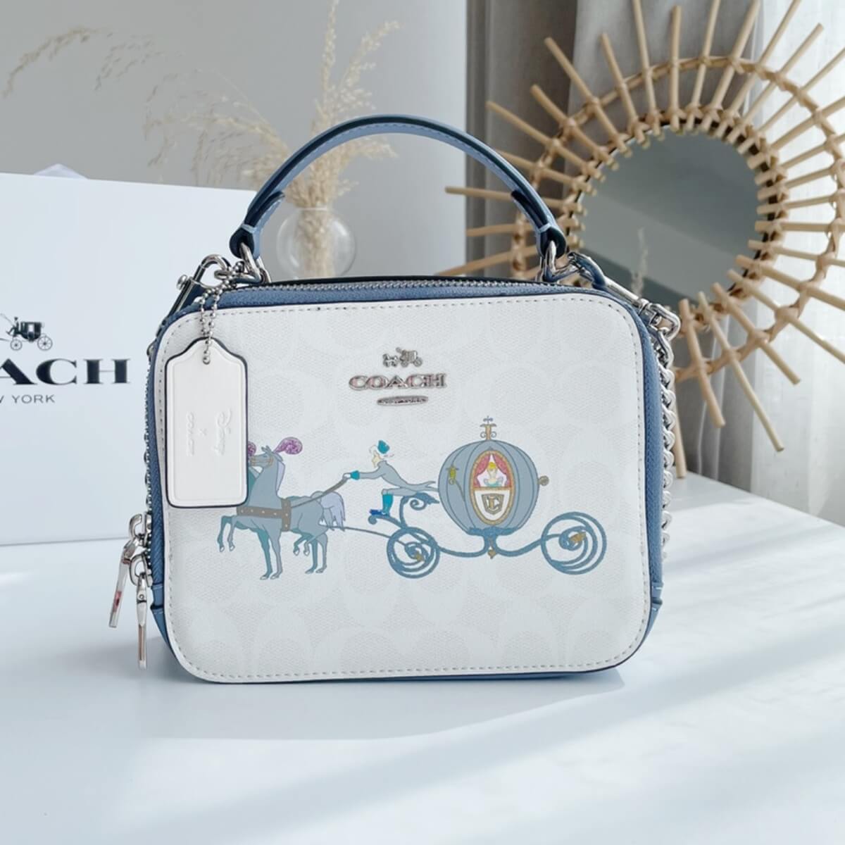 Coach Designer Coach Box Bag With Cinderella Carriage, Coach Handbag, Designer Handbag, Cheap Designer Handbag, Designer Handbag