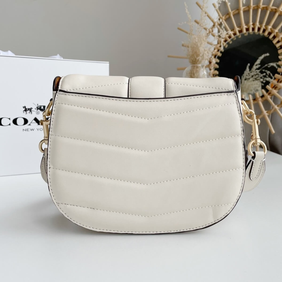 Coach Designer Georgie Saddle Bag With Quilting, Coach Handbag, Designer Handbag, Cheap Designer Handbag, Designer Handbag