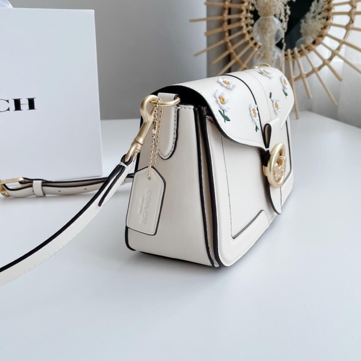 Coach Designer Georgie Shoulder Bag With Daisy Embroidery, Coach Handbag, Designer Handbag, Cheap Designer Handbag, Designer Handbag