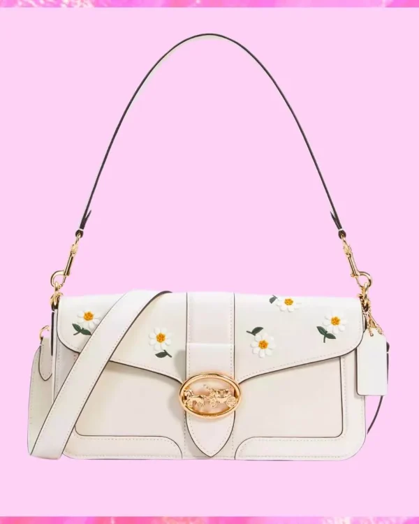 Coach Designer Georgie Shoulder Bag With Daisy Embroidery, Coach Handbag, Designer Handbag, Cheap Designer Handbag, Designer Handbag