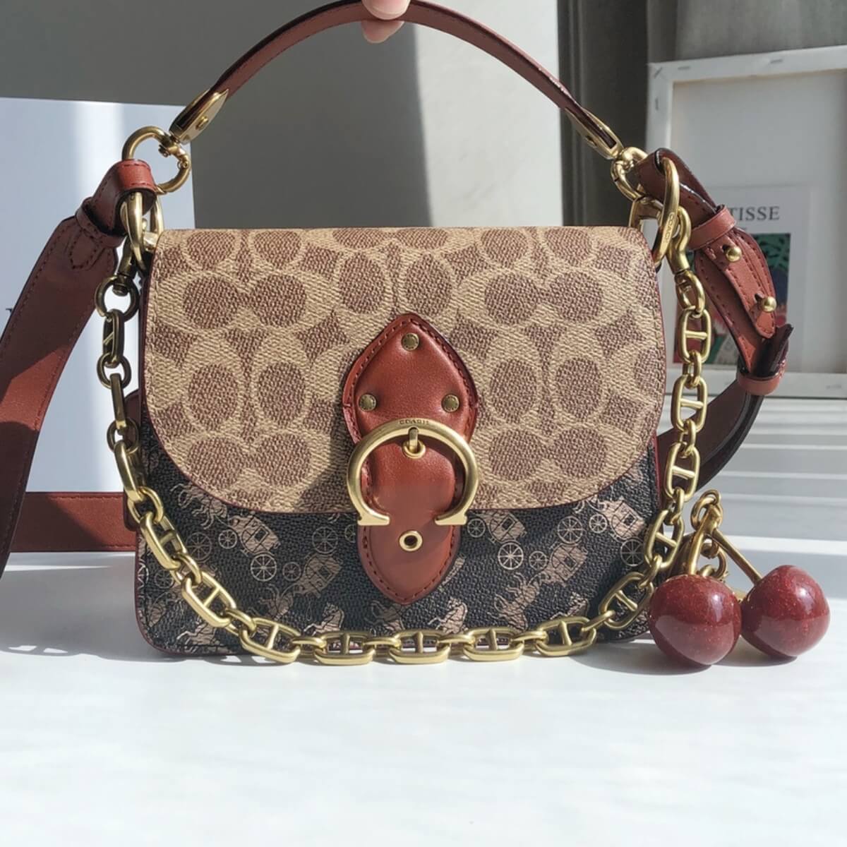 Coach Designer Horse And Carriage Print Shoulder Bag, Coach Handbag, Designer Handbag, Cheap Designer Handbag, Designer Handbag