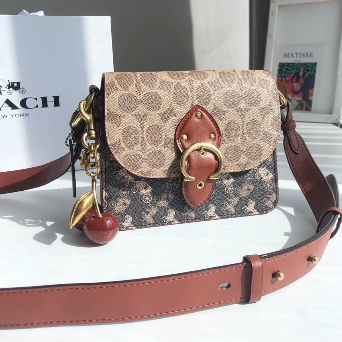 Coach Designer Horse And Carriage Print Shoulder Bag, Coach Handbag, Designer Handbag, Cheap Designer Handbag, Designer Handbag