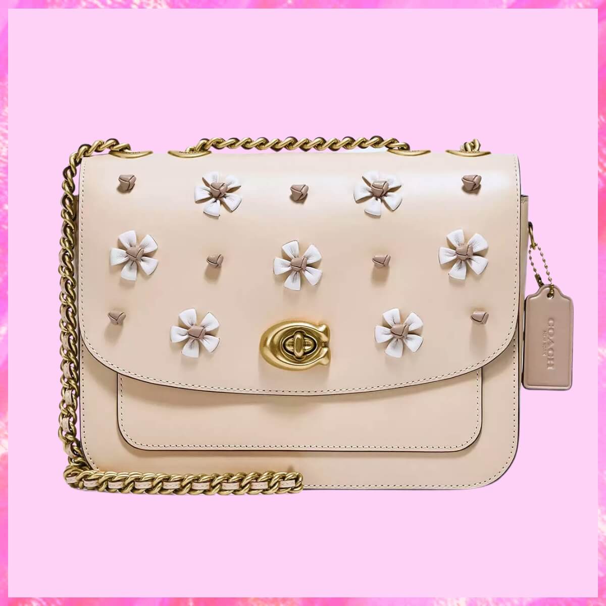 Coach Designer Madison Shoulder Bag With Tea Rose, Coach Handbag, Designer Handbag, Cheap Designer Handbag, Designer Handbag