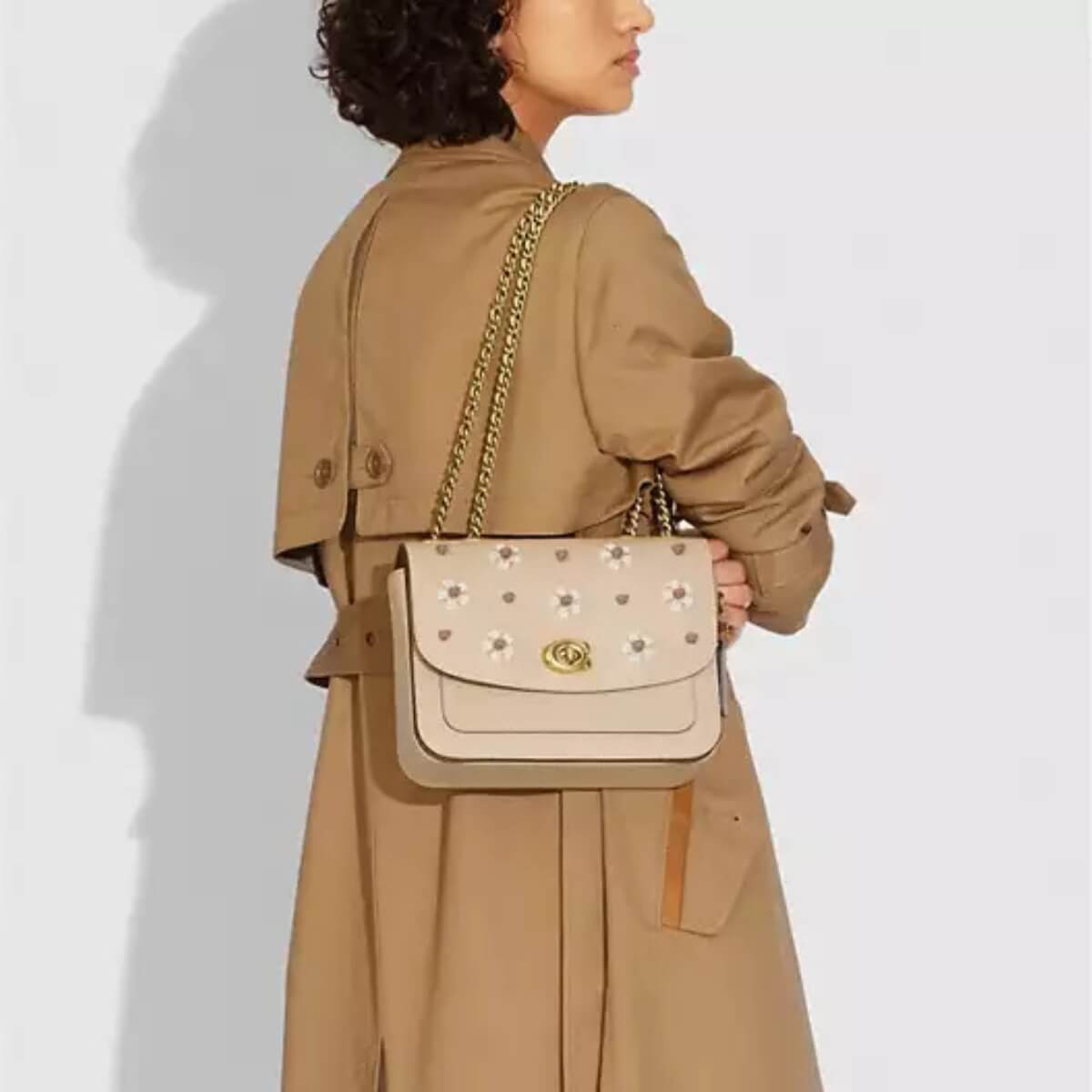 Coach Designer Madison Shoulder Bag With Tea Rose, Coach Handbag, Designer Handbag, Cheap Designer Handbag, Designer Handbag