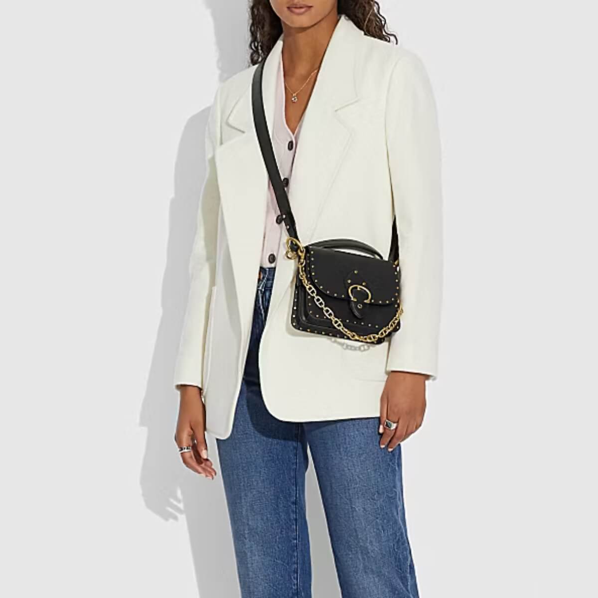 Coach Designer Shoulder Bag With Rivets, Coach Handbag, Designer Handbag, Cheap Designer Handbag, Designer Handbag