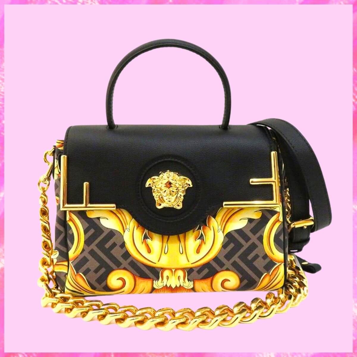 Fendance By Versace Designer 3WAY Medium Medusa Chain Handbag, Fendance By Versace Designer Handbag, Cheap Designer Handbag, Designer Handbag