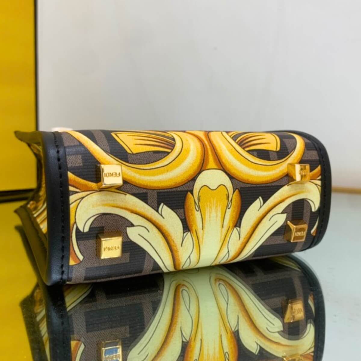 Fendance By Versace Designer Baroque Sunshine Mini Tote, Fendance By Versace Handbag, Designer Handbag, Cheap Designer Handbag, Designer Handbag