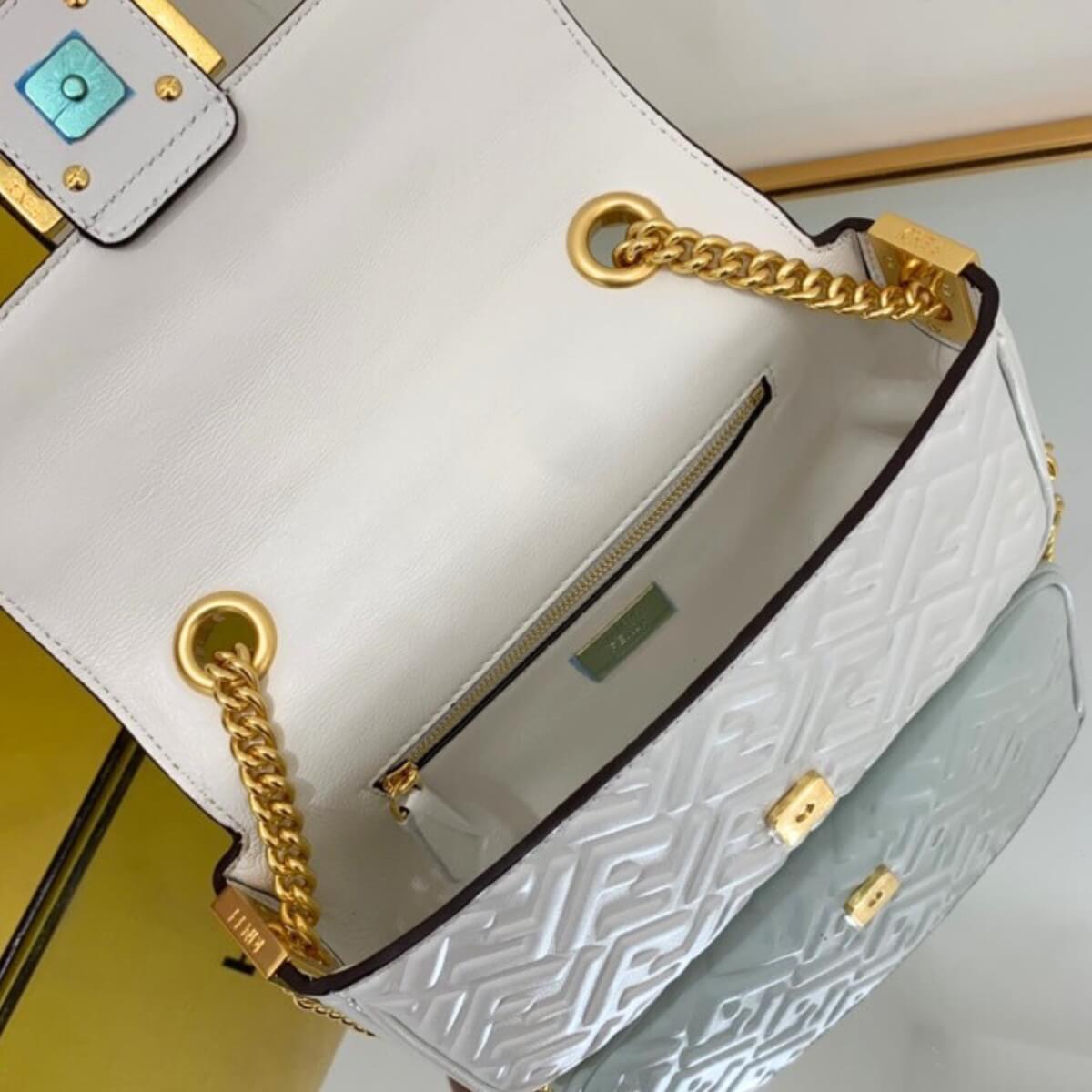 Fendi Designer Nappa Small FF Embossed Chain Baguette, Fendi Handbag, Designer Handbag, Cheap Designer Handbag, Designer Handbag