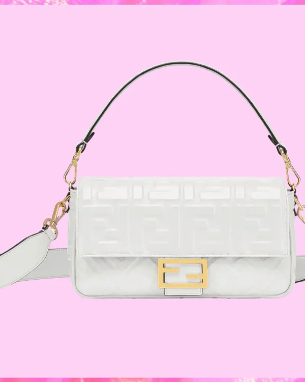 Fendi Designer Nappa Small FF Embossed Chain Baguette, Fendi Handbag, Designer Handbag, Cheap Designer Handbag, Designer Handbag