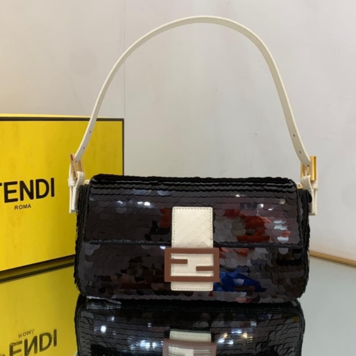 Fendi Designer Sequin Paillettes Baguette Handbag, Fendi Handbag, Designer Handbag, Cheap Designer Handbag, Designer Handbag