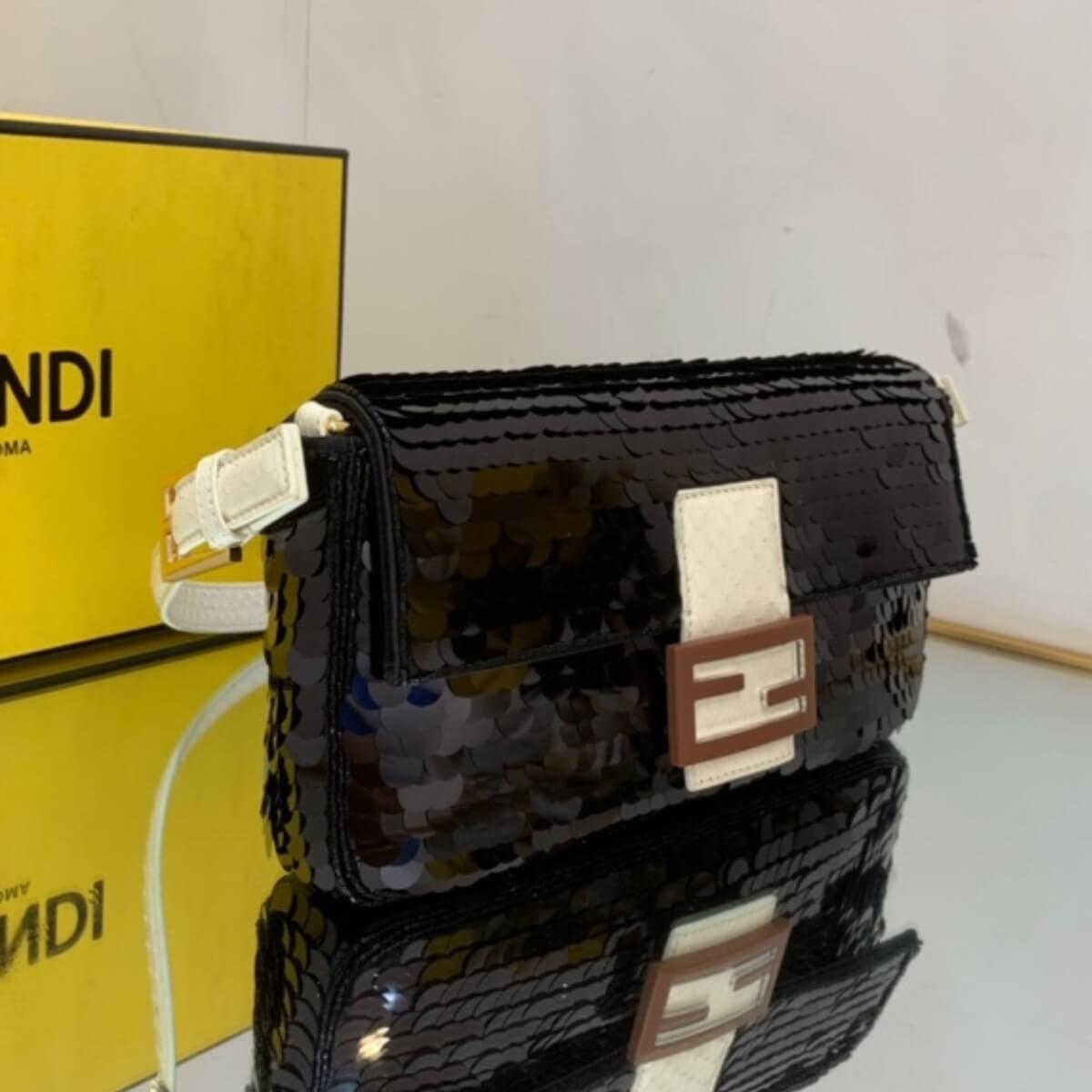Fendi Designer Sequin Paillettes Baguette Handbag, Fendi Handbag, Designer Handbag, Cheap Designer Handbag, Designer Handbag