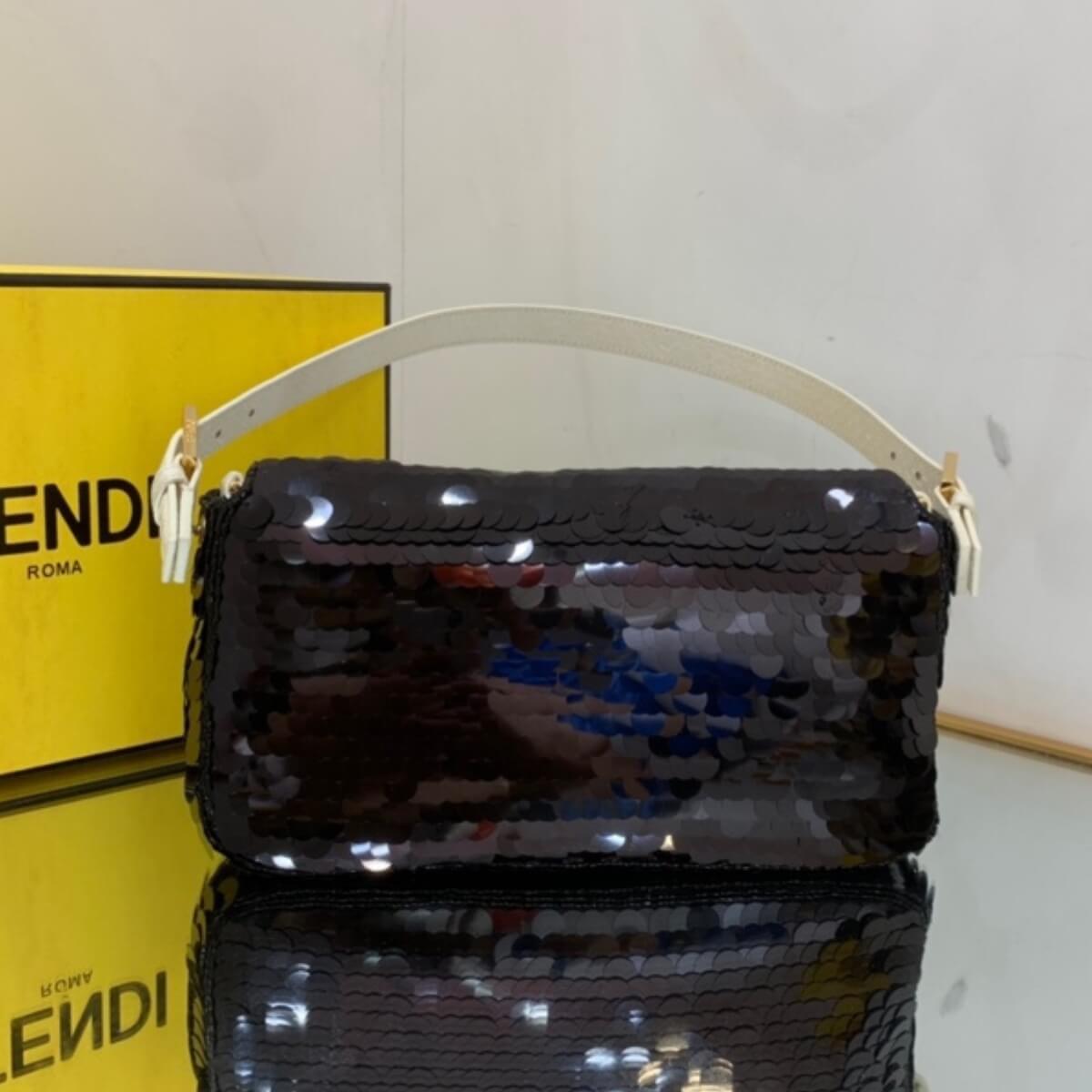 Fendi Designer Sequin Paillettes Baguette Handbag, Fendi Handbag, Designer Handbag, Cheap Designer Handbag, Designer Handbag