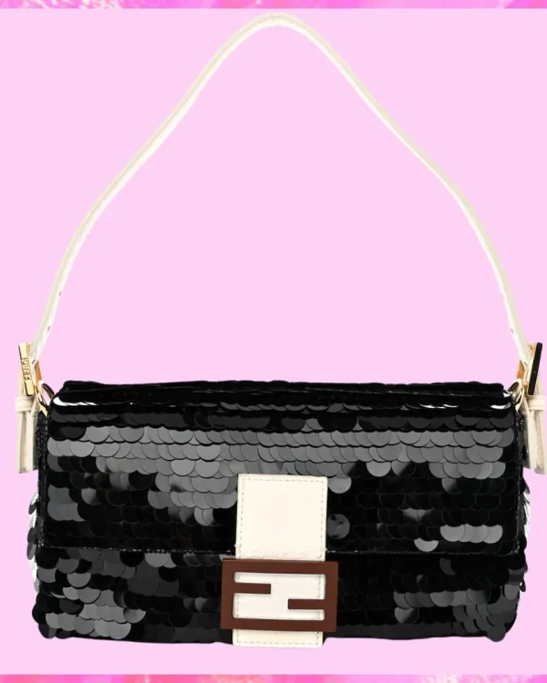 Fendi Designer Sequin Paillettes Baguette Handbag, Fendi Handbag, Designer Handbag, Cheap Designer Handbag, Designer Handbag