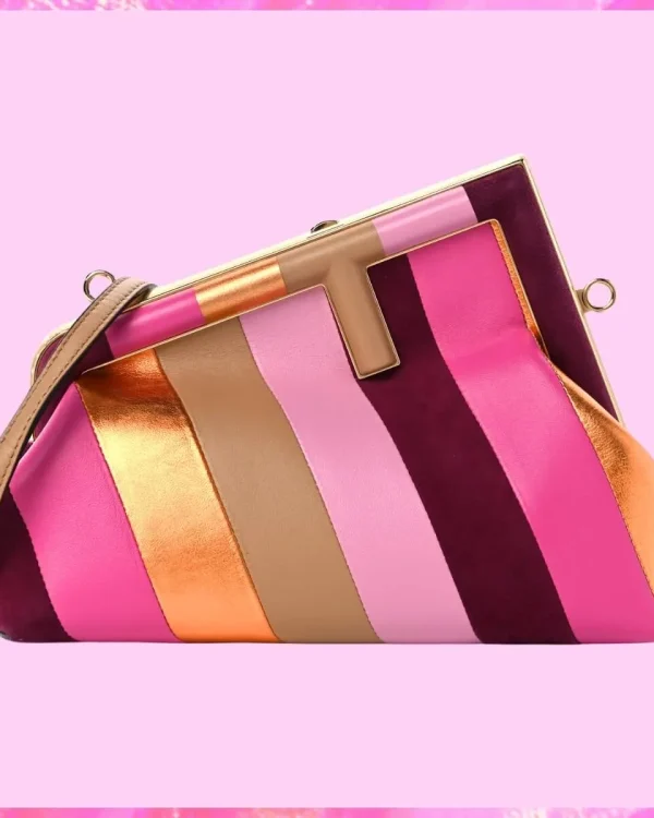 Fendi Designer Striped Nappa Leather Handbag, Fendi Handbag, Designer Handbag, Cheap Designer Handbag, Designer Handbag